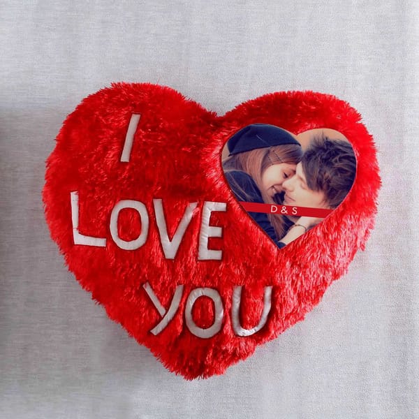 I Love You Personalized Heart Shaped Cushion