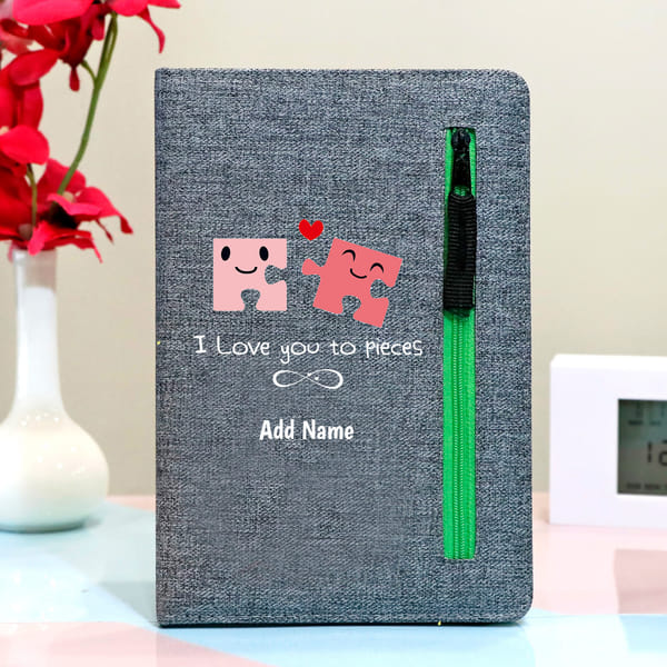 I Love You Personalized Notebook with Zipper Pocket