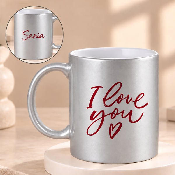 I Love You Personalized Silver Mug