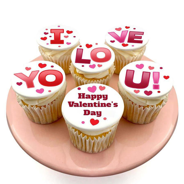 I Love You Valentine's Day Vanilla Cupcakes - Set Of 6