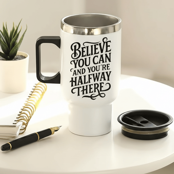 IGP Believe In Yourself Stainless Steel Travel Mug - 400 ML Insulated Coffee & Tea Mug with Handle a