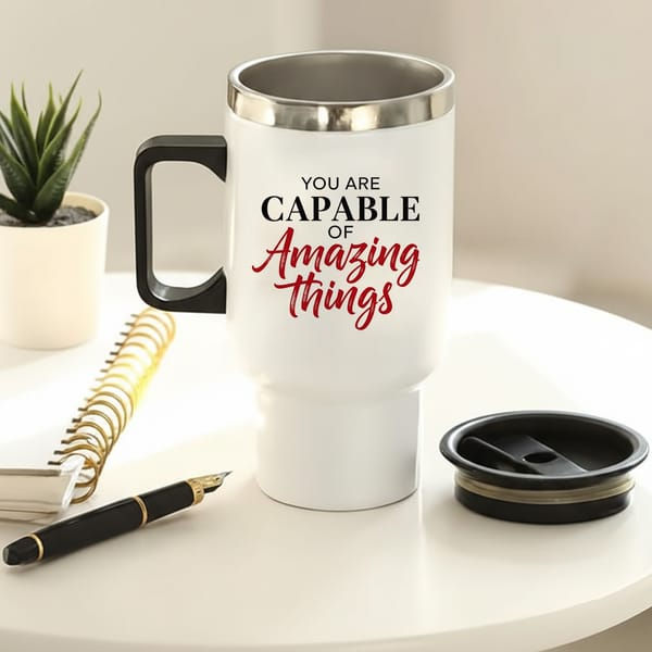 IGP Capable Of Amazing Things Stainless Steel Travel Mug - 400 ML Insulated Coffee & Tea Mug with Ha