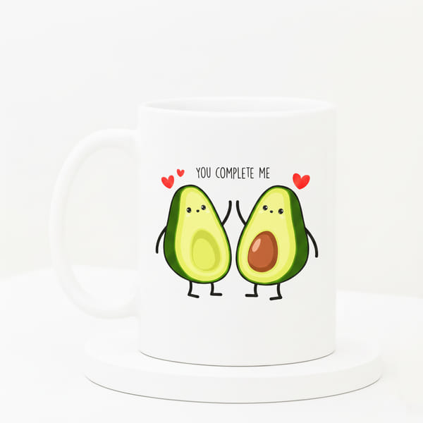 IGP Cute Ceramic Mug With You Complete Me Avocado Message | 300 ml Coffee & Tea Cup | Unique Gift fo