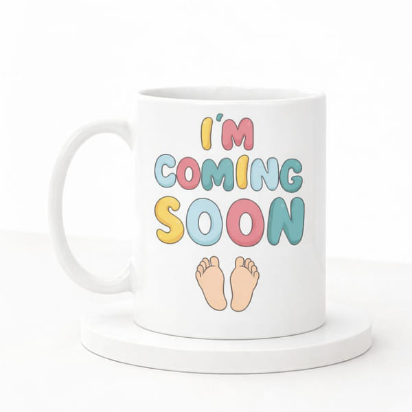 IGP I'm Coming Soon Pregnancy Announcement Ceramic Mug , 300 ml