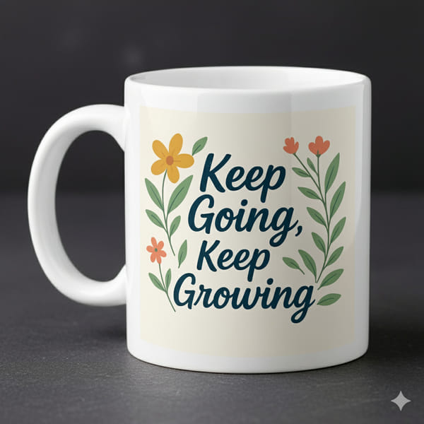 IGP Keep Going Coffee Mug - 300 ml Capacity, Durable Ceramic Mug for Tea, Coffee, and Beverages - Id