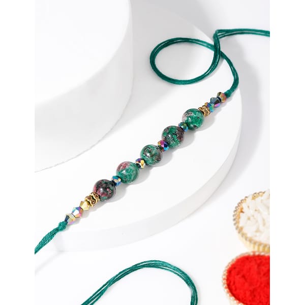 IGP Marble Effect Green Beads rakhi