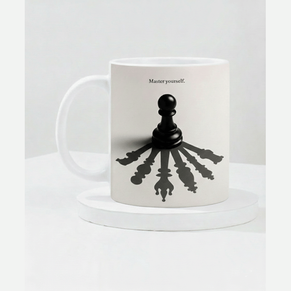 IGP Master Yourself Chess-Inspired Ceramic Mug, 300ml, Motivational Design, Inspirational Quote, Uni