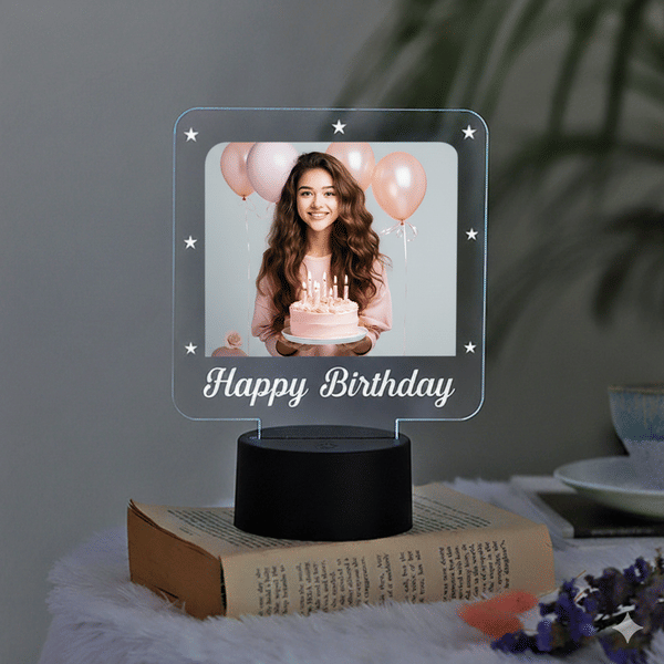 IGP Personalized Happy Birthday LED Lamp Gift, Photo Panel, RGB Colors, USB And Battery Powered, Gif