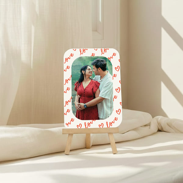 IGP Personalized Love Photo Frame with Wooden Easel - Acrylic Frame for Couples - Perfect Valentine