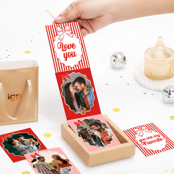 IGP Personalized Valentineâ€™s Day Photo Pop-Up Box â€“ 6 Polaroids with You Are My Favourite Messag