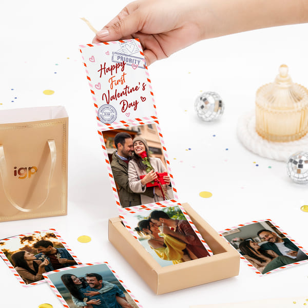 IGP Personalized Valentines Day Photo Pop Up Box 6 Polaroids with Happy Valentines Day Message