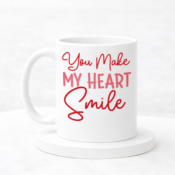 IGP Premium 300ml Ceramic Coffee Mug For Couples featuring You Make My Heart Smile Design â€“ Durabl