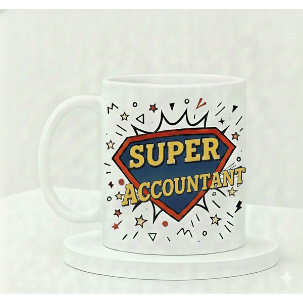 IGP Super Accountant Ceramic Mug White Coffee Tea Mug with Comic Design Office Desk Gift for Account
