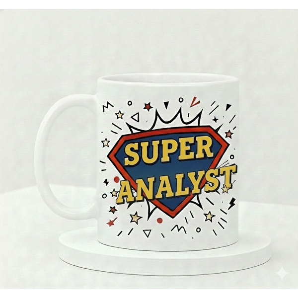 IGP Super Analyst Ceramic Mug for Professionals | 300 ml White Coffee Cup with Comic Design | Office