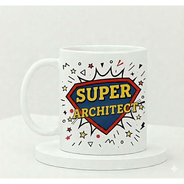 IGP Super Architect Ceramic Coffee Mug with Comic Design | 300 ml White Ceramic Cup for Architects |