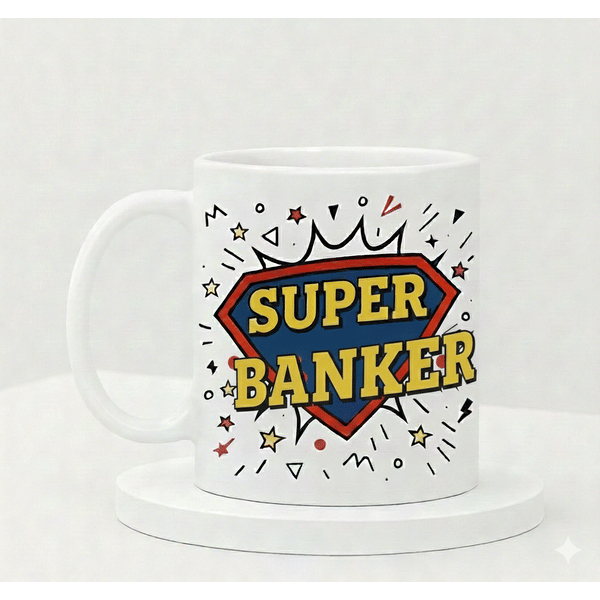 IGP Super Banker Ceramic Coffee Mug - 300 ml Cheerful Gift Mug for Banker| Durable Ceramic, Vibrant