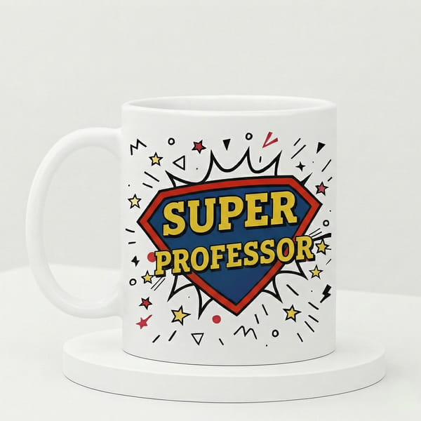 IGP Super Professor Ceramic Coffee Mug with Comic Design | 300 ml White Mug | Thoughtful Gift for Pr