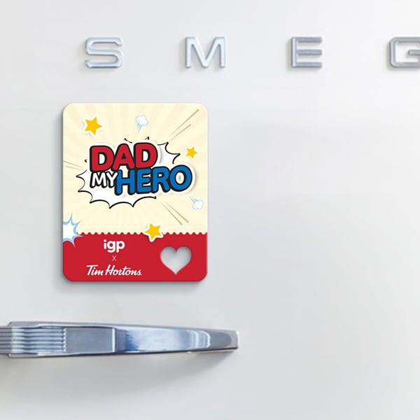 IGP X Tim Hortons Father's Day fridge magnets Dad my hero