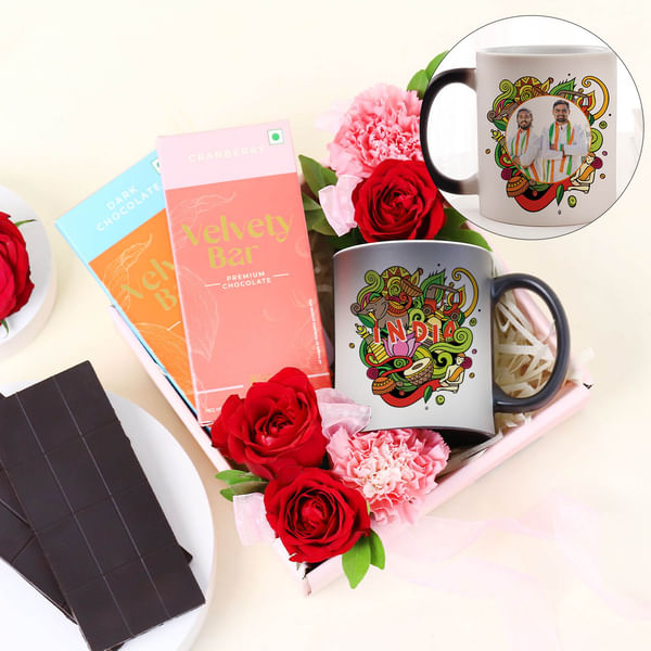 Independence Day Personalized Choco-Floral Arrangement