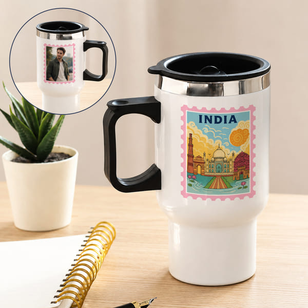 Indian Landmark Stamp Personalized Travel Mug
