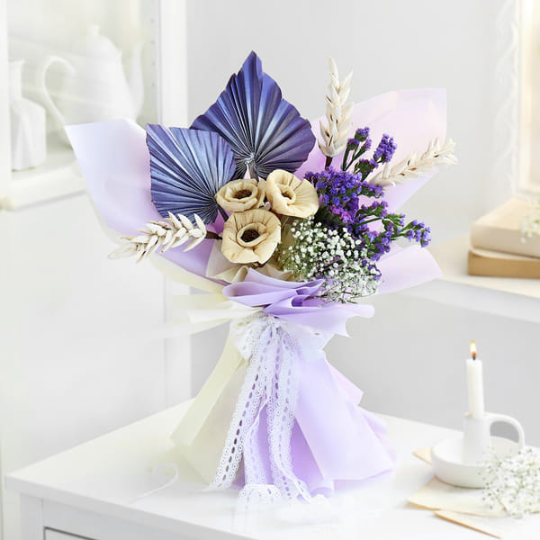 Indigo Charm Luxury Purple Dry Flower Bouquet