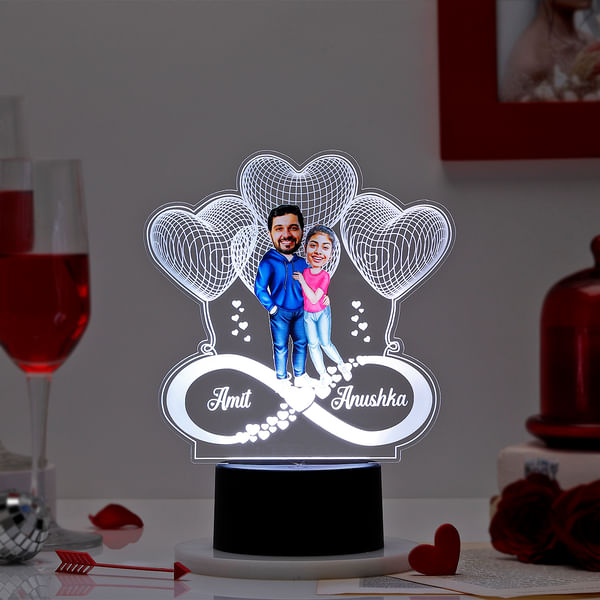 Infinite Love Personalized LED Lamp Black Base