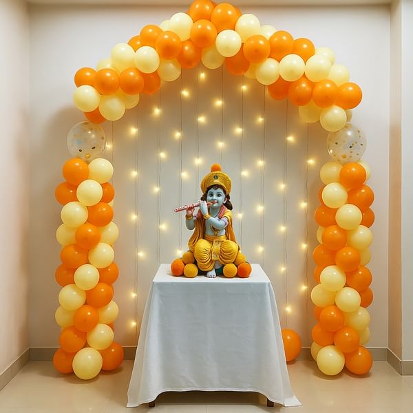 Janmashtami Balloon Arch With Lights