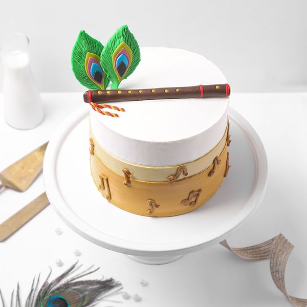 Janmashtami Flute And Feather Cake (750 g)