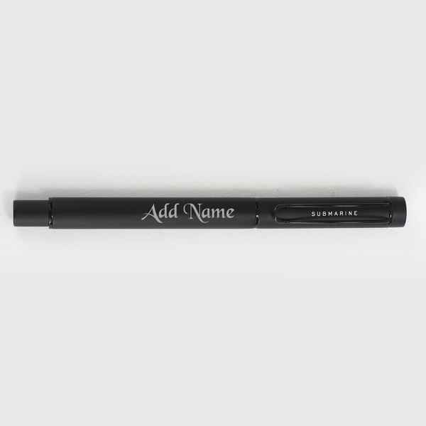 Jet Black Wireclip Roller Pen - Customized with Name