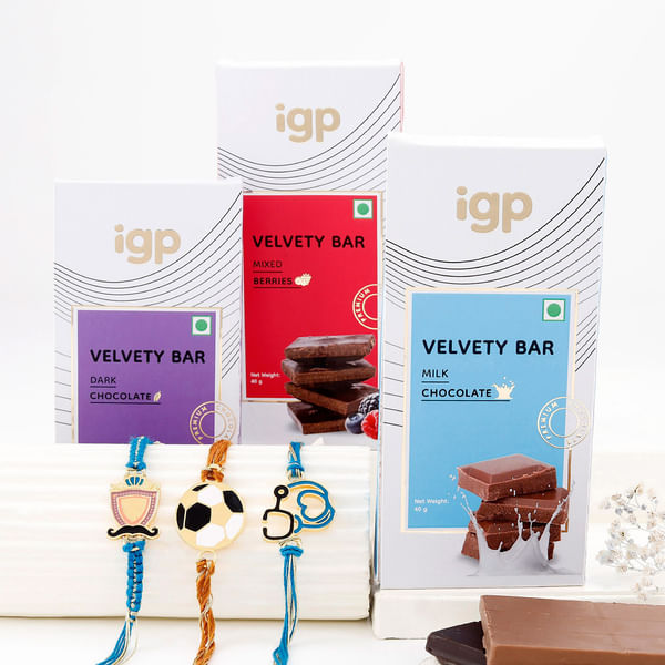 Joyful Siblings Rakhi Set Of 3 With Chocolates