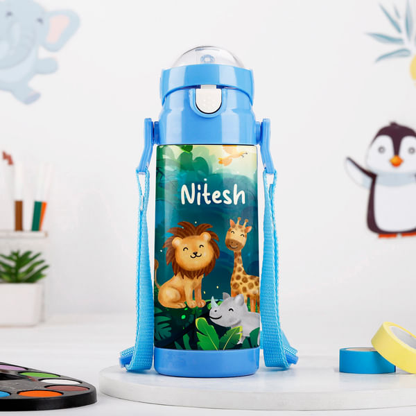 Jungle Fun Personalized Water Bottle For Kids