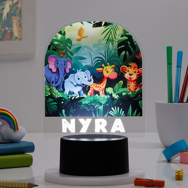 Jungle Safari Personalized LED Lamp For Kids