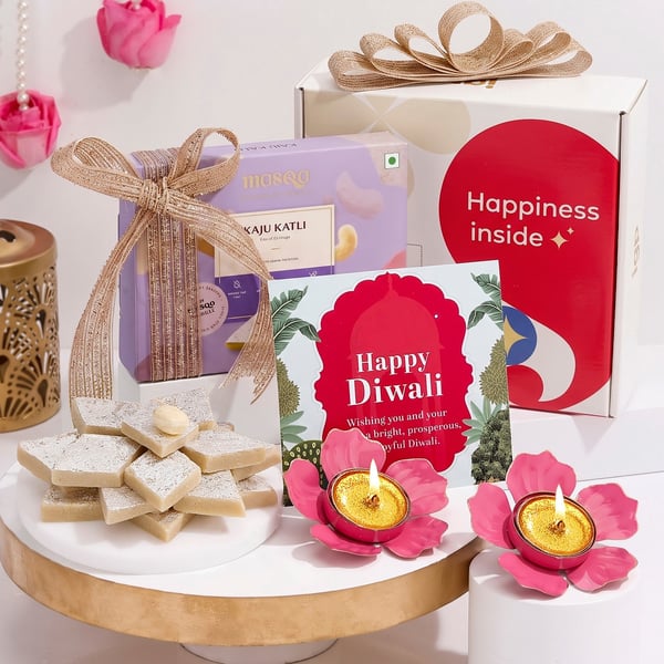 Kaju Katli and Diya Diwali Combo