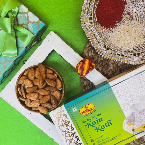 Kaju Katli with Auspicious Accessories