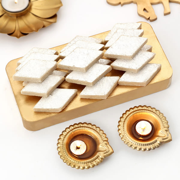 Kaju Katli With Diya Set