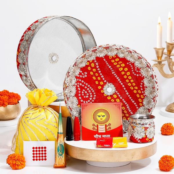 Karwa Chauth Pooja Thali With Shringar