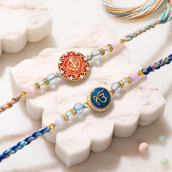 Khanda and Ek Onkar Designer Rakhi Set of 2