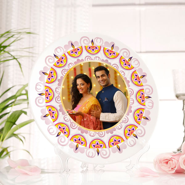 Khushiyon Ki Diwali Personalized Sublimated Plate With Stand