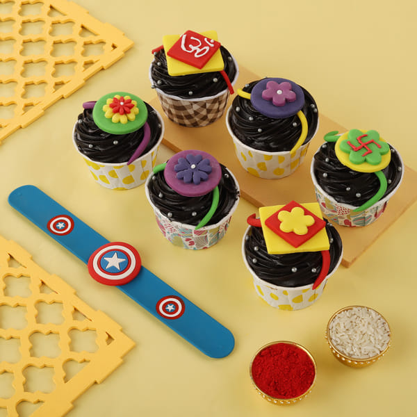 Kids Rakhi with Chocolate Cupcakes