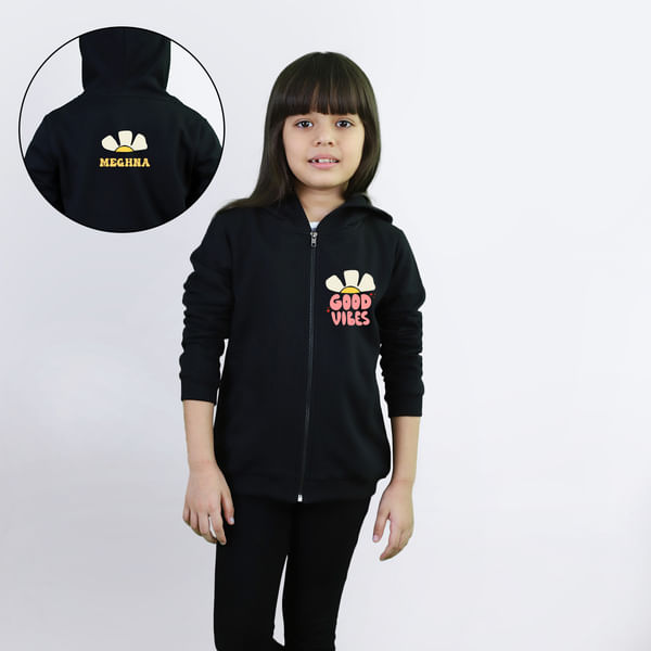 Kids Trendy Personalized Black Hoodie