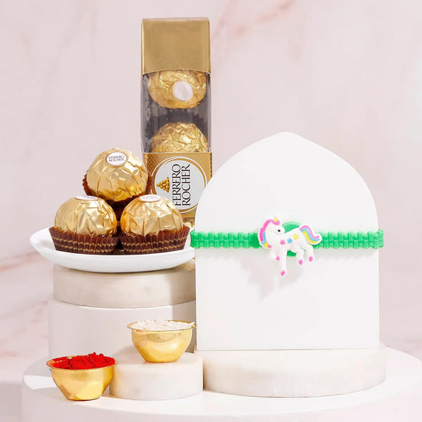 Kids Unicorn Rakhi with Ferrero Rocher