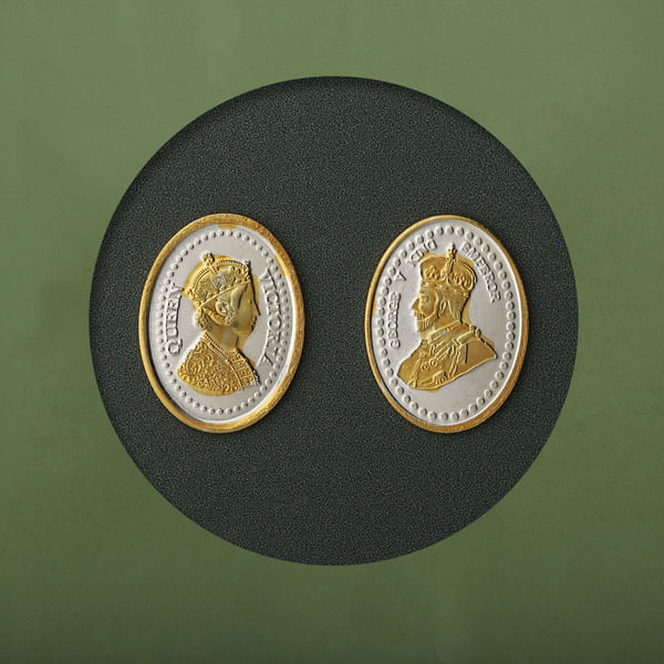 King And Queen 999 Pure Silver Gold Plated Coins (5 gm+5 gm)