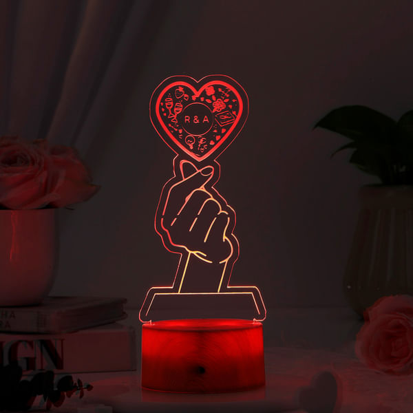 Korean Heart Personalized LED Lamp