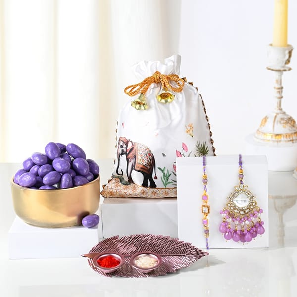 Kundan Elegance Bhaiya Bhabhi Rakhi Hamper