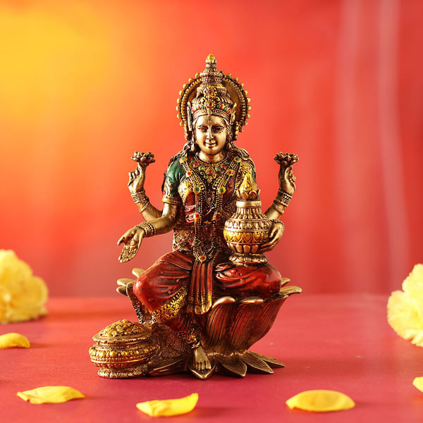 Laxmi Mata idol in Rustic Gold Finish