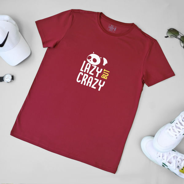 Lazy But Crazy Men's T-Shirt  - Maroon