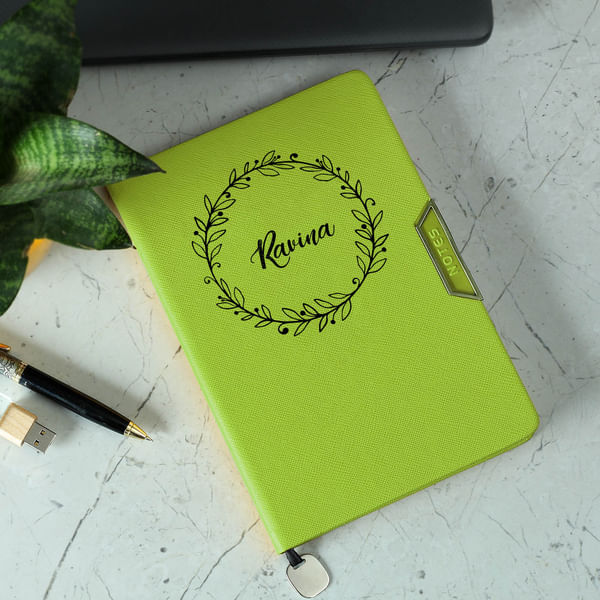 Leafy Personalized Green Diary