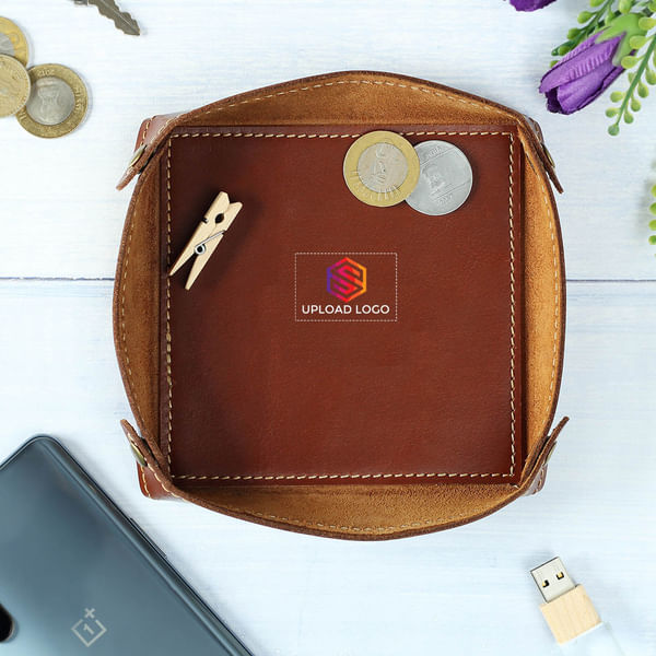 Leather Desktop Organiser - Customized With Logo