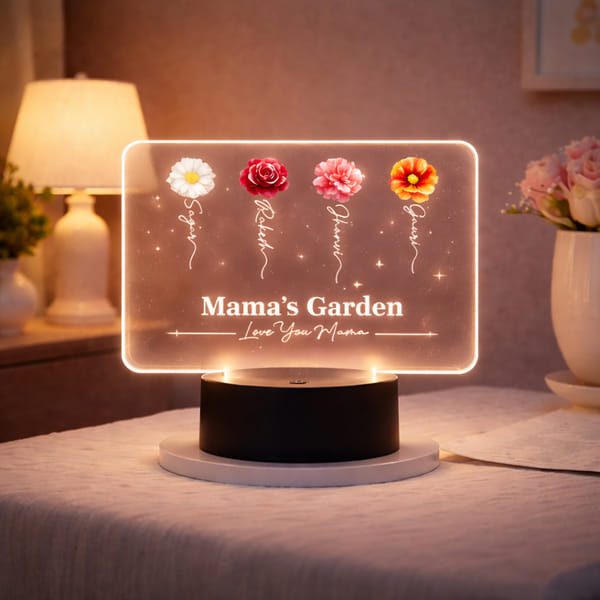 LED Personalized Mama's Garden Table Lamp