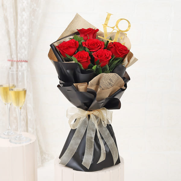 Let Love Bloom 6 Red Rose Bouquet